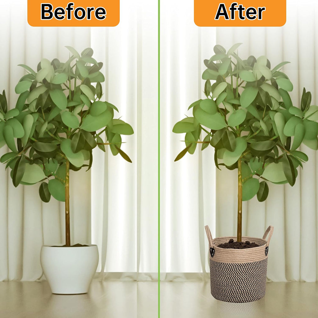 ZOES HOMEWARE Plant Basket for Indoor Plants with Handles,Jute Rope 12"x12"