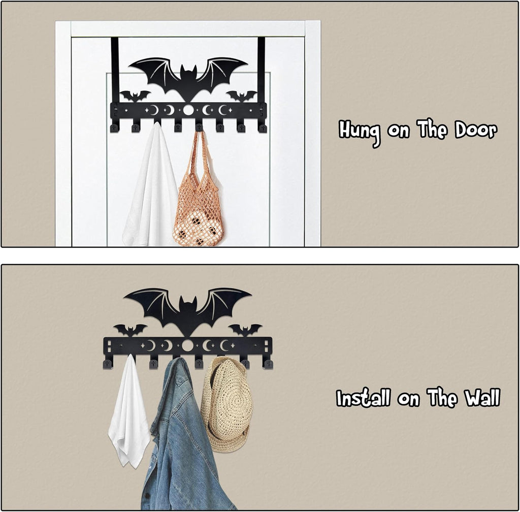 Gothic Bat Over The Door Hooks Goth Bathroom Decor Organizer Halloween