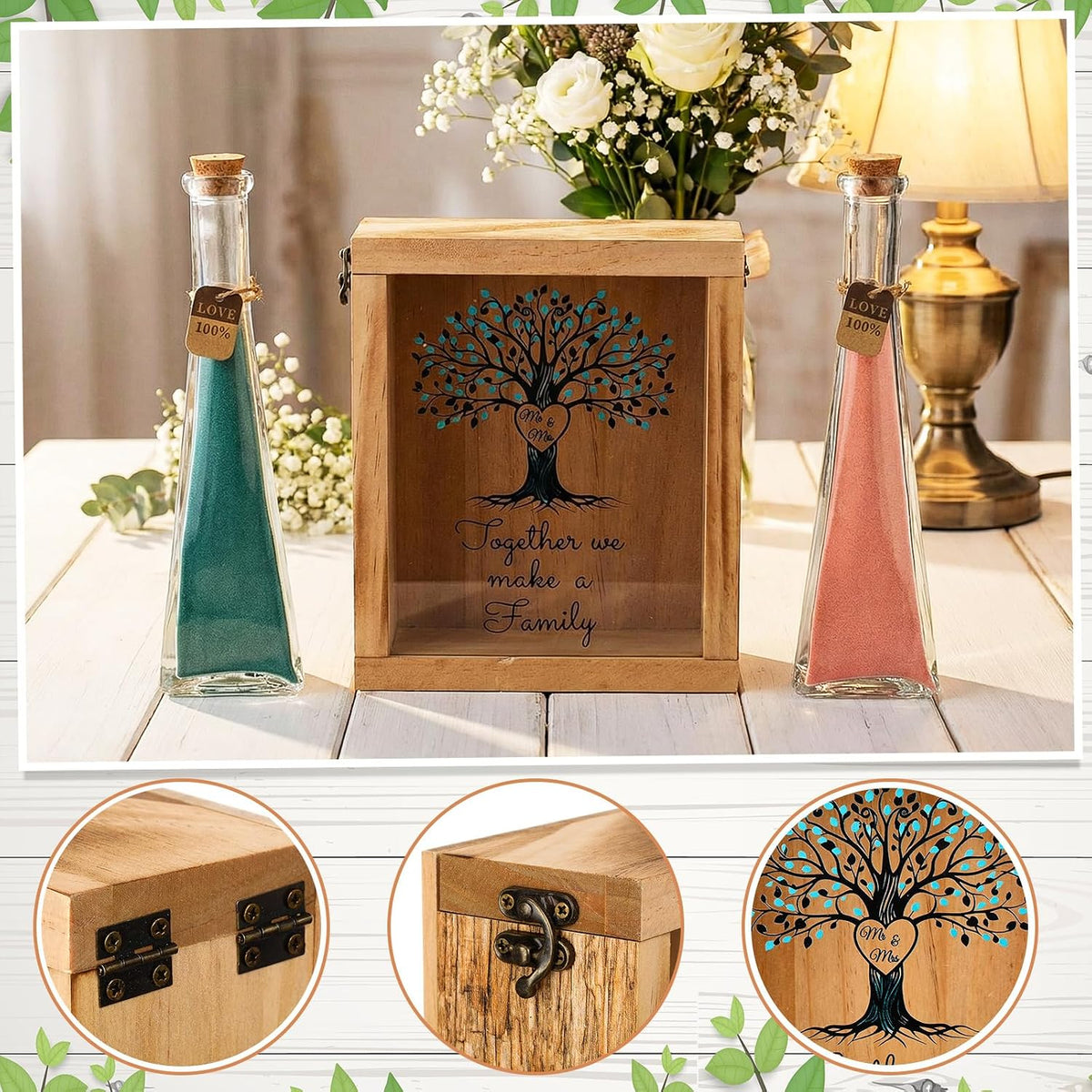 Blosssound Unity Sand for Wedding Ceremony Set, Blue Pink, Love Tree