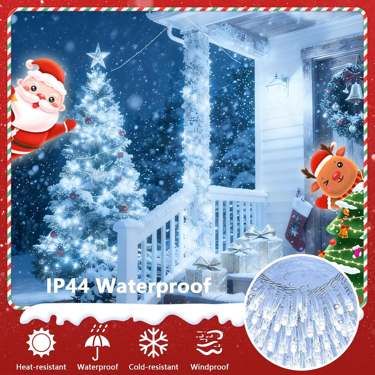 KAQ 240LED 88FT Christmas String Lights Voice Controlled Remote, Cool White