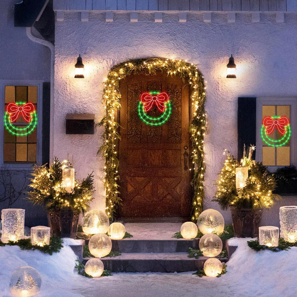 Zimati 2 Pack Christmas Window Lights Decorations 14 inch Wreath Silhouette