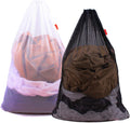 2 Pack Mesh Laundry Bags 24 x 36 Inches Drawstring Bag Black&White