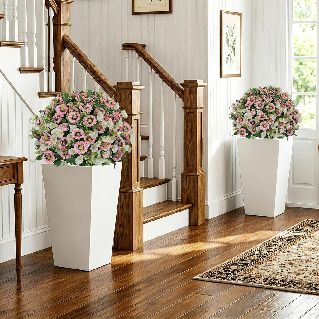 24" Artificial Flowers Topiary Ball Trees, Faux Outdoor Plants