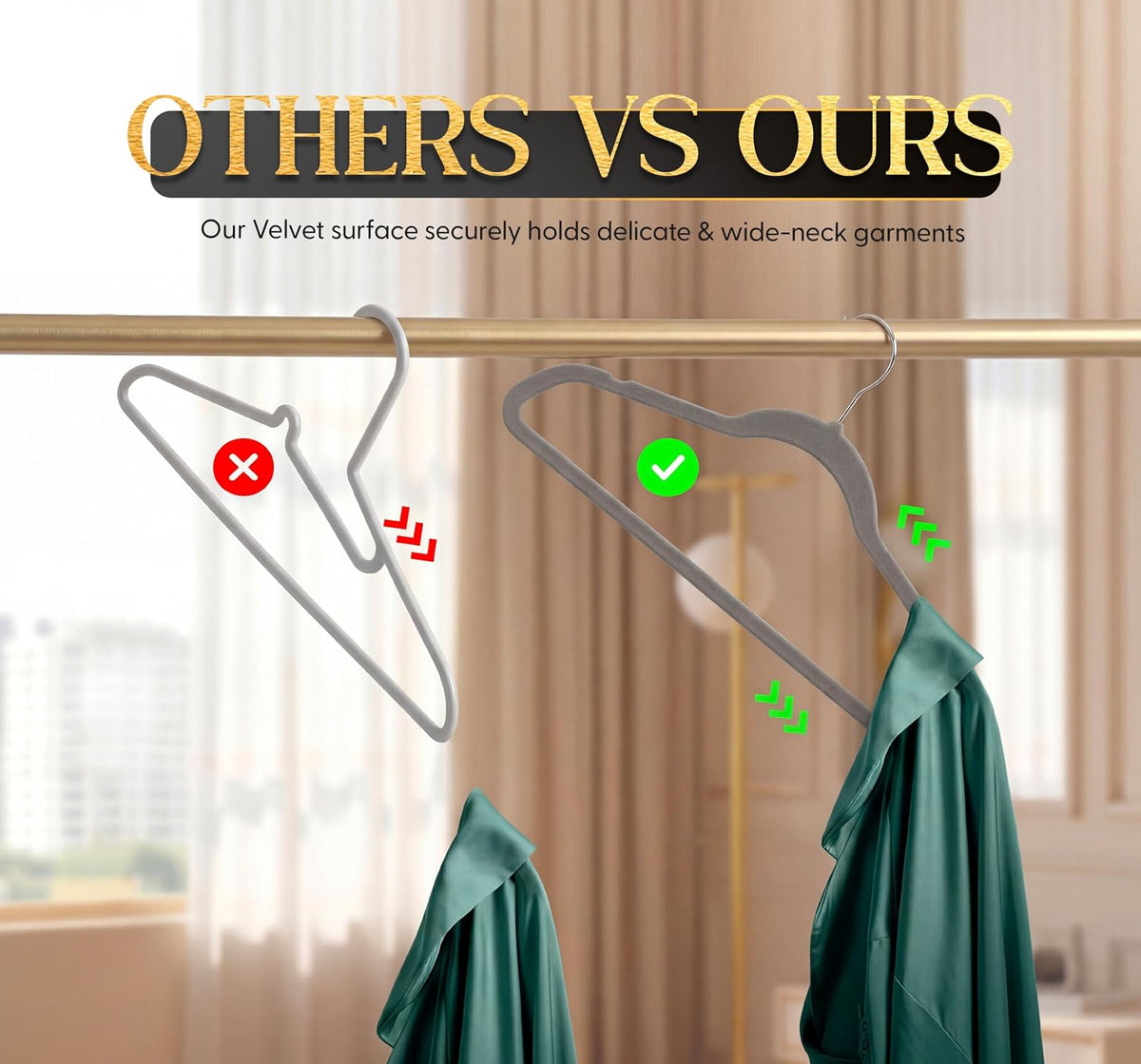 Beddora Velvet Hangers 50-Pack,Grey Non-Slip Slim Space-Saving Closet Organizer, Suit & Coat Hangers, Heavy-Duty, 360° Swivel Hook