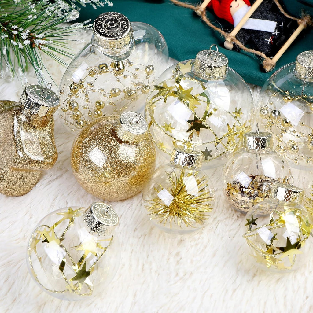 SHareconn 100PCS Christmas Tree Ornaments Clear Set, Gold