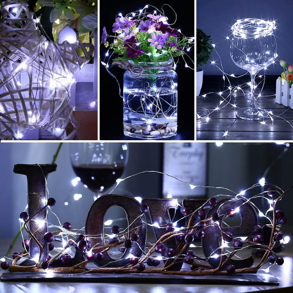 Blingstar USB Powered Fairy Lights, 2 Pack 33Ft 100 LED, Flexible Silver Wire, Mini String Lights for Christmas Tree/Bedroom/Camping/Dorm Indoor Decoration, Cool White