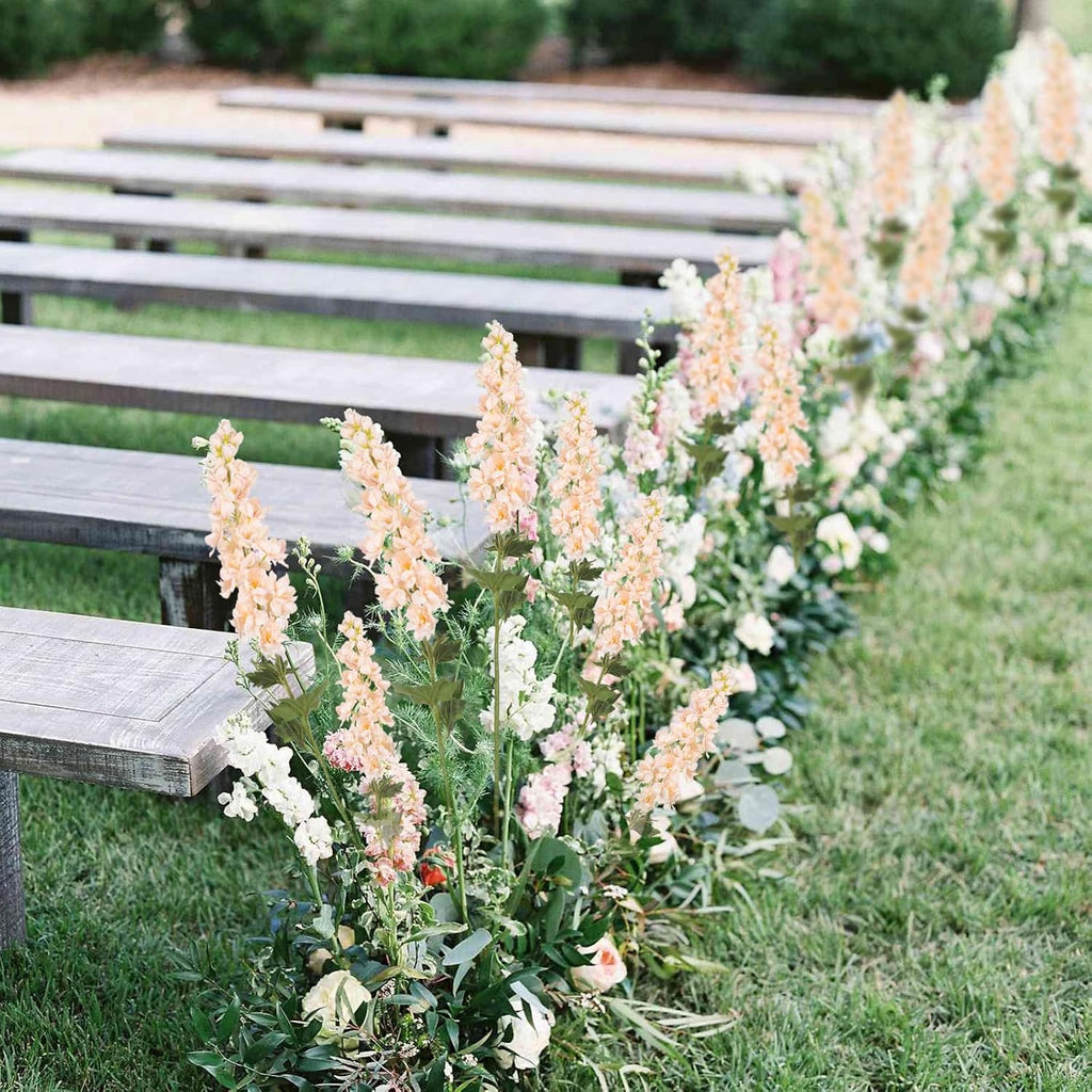 5PCS Delphinium Artificial Flowers 39" Champagne Flowers Long Stem Faux Delphinium Bulk for Tall Vase Home Wedding Table Decor(Champagne)
