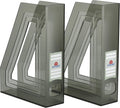 Acrimet Magazine File Holder, Vertical Desk Organizer, Clear Gray, 2 Pack