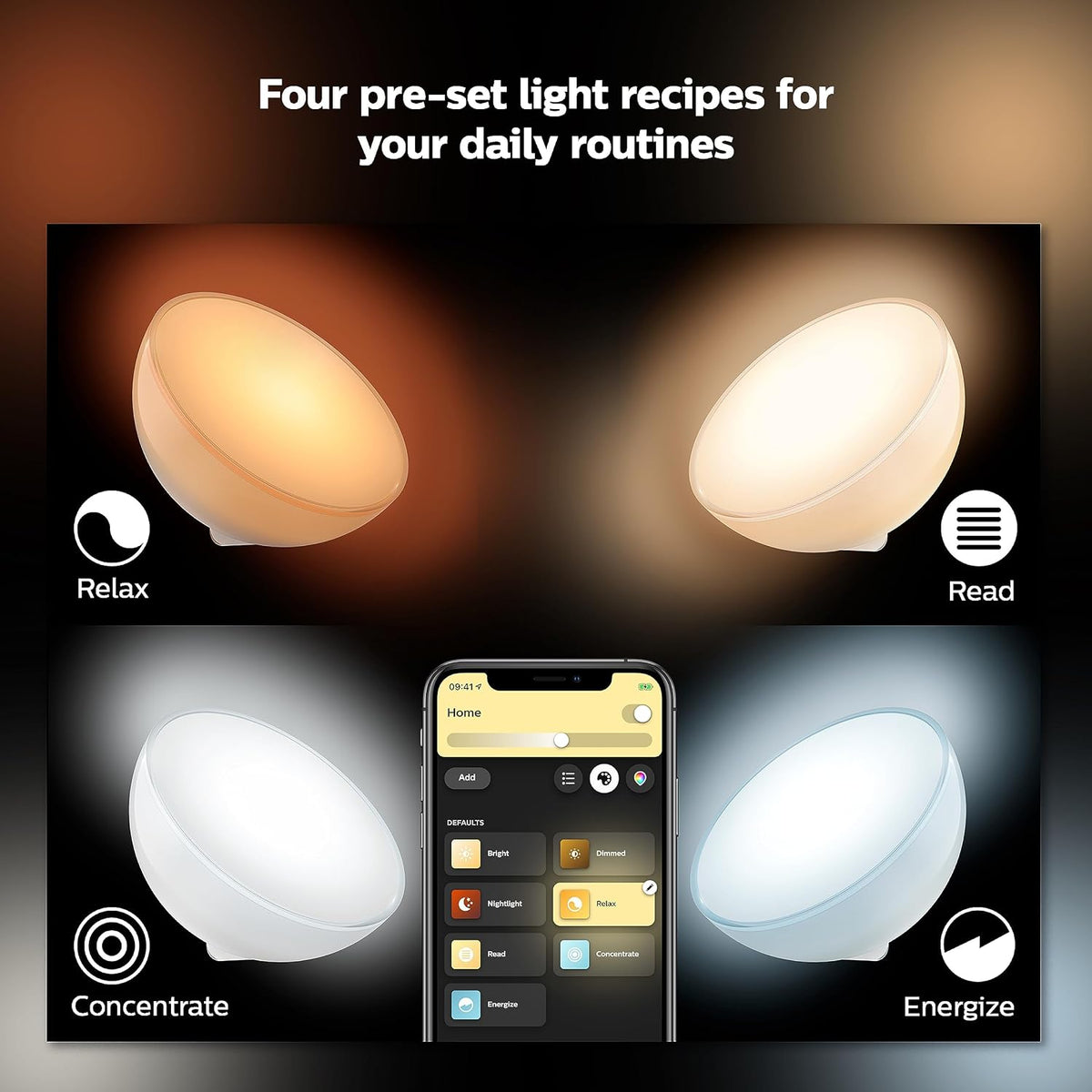 Philips Hue Go Smart Portable Table Lamp, 1-Pack, White
