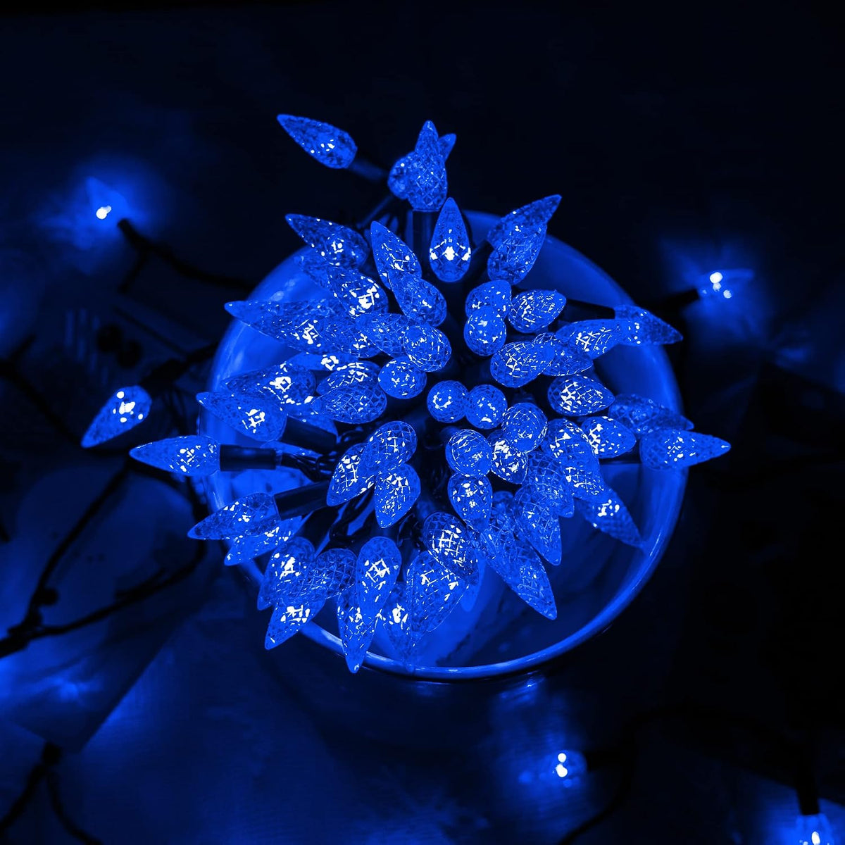 Dazzle Bright 100 LED C6 33 FT Waterproof Connectable Green Wire Fairy Lights, 8 Modes Christmas String Lights for Indoor Outdoor Home Garden Yard Xmas Tree Decorations (Blue)