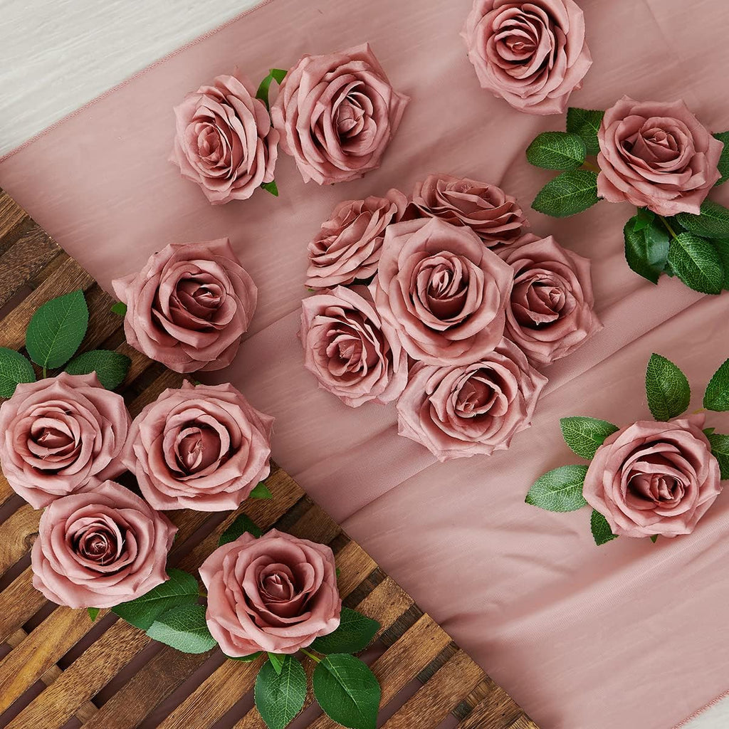 Roses Artificial Flowers Artificial Roses Fake Rose Silk Rose Fake Flowers with Stems for DIY Wedding Bouquets Party Tables Centerpieces Floral Arrangements (16, Dusty Rose)