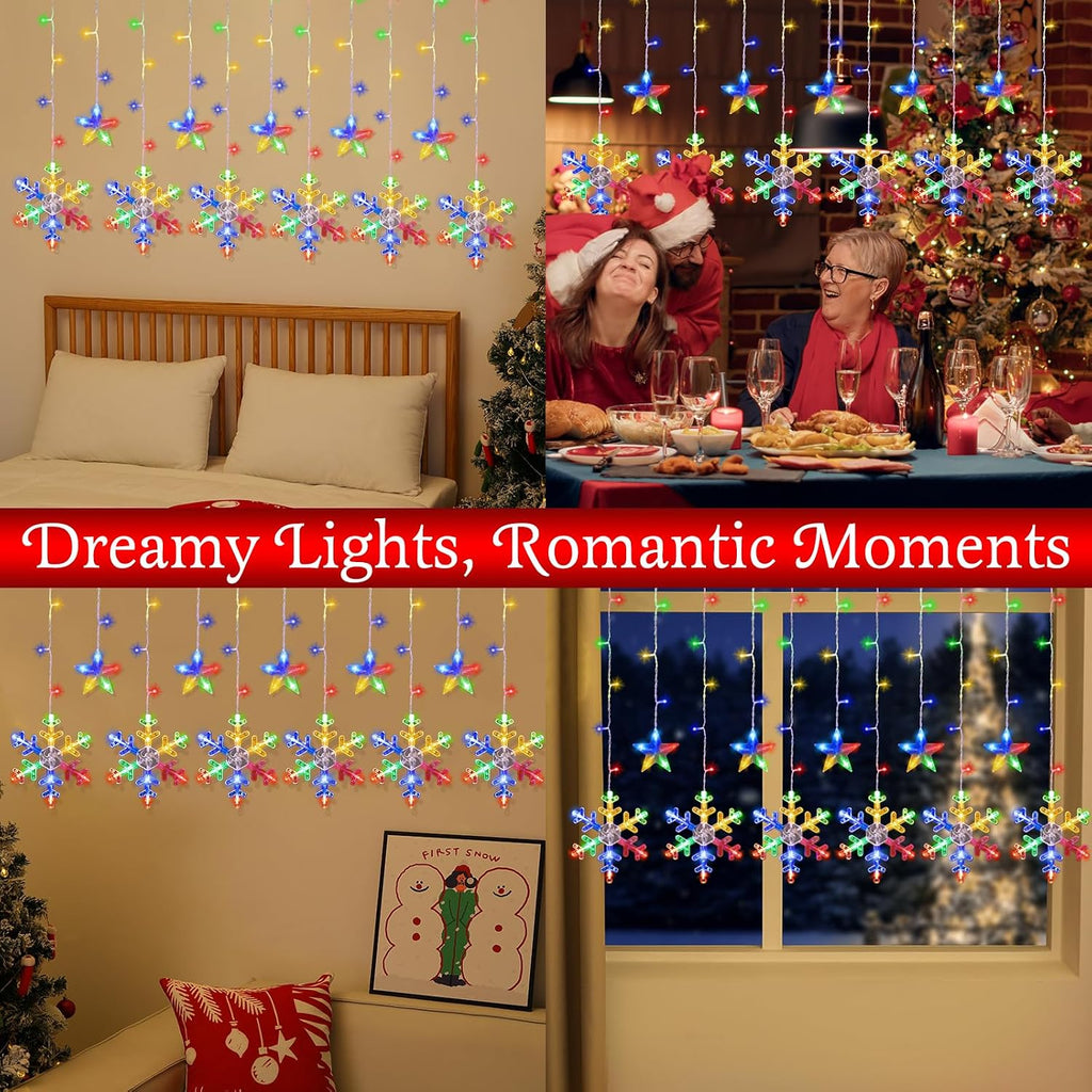 Lewondr 138 LED Christmas String Curtain Lights with 6H Timer & 8 Modes