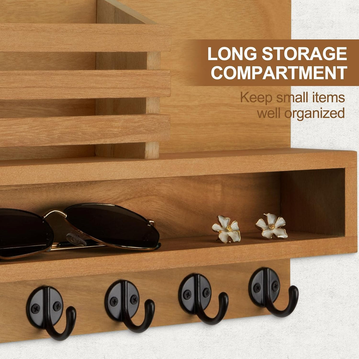 Key and Mail Holder Wall Mount, Key Holder with Long Storage Box