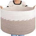 OIAHOMY 125L Extra Large Blanket Basket, Jumbo Cotton Laundry Basket Brown