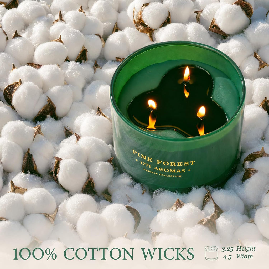 Pine Forest Scented Candle - 100% Natural Soy Wax - Large 3 Wick Jar - Up to 40 Hours Burning Time - Aromatherapy Christmas Candles for Home - Gift-Ready Box for Men and Women