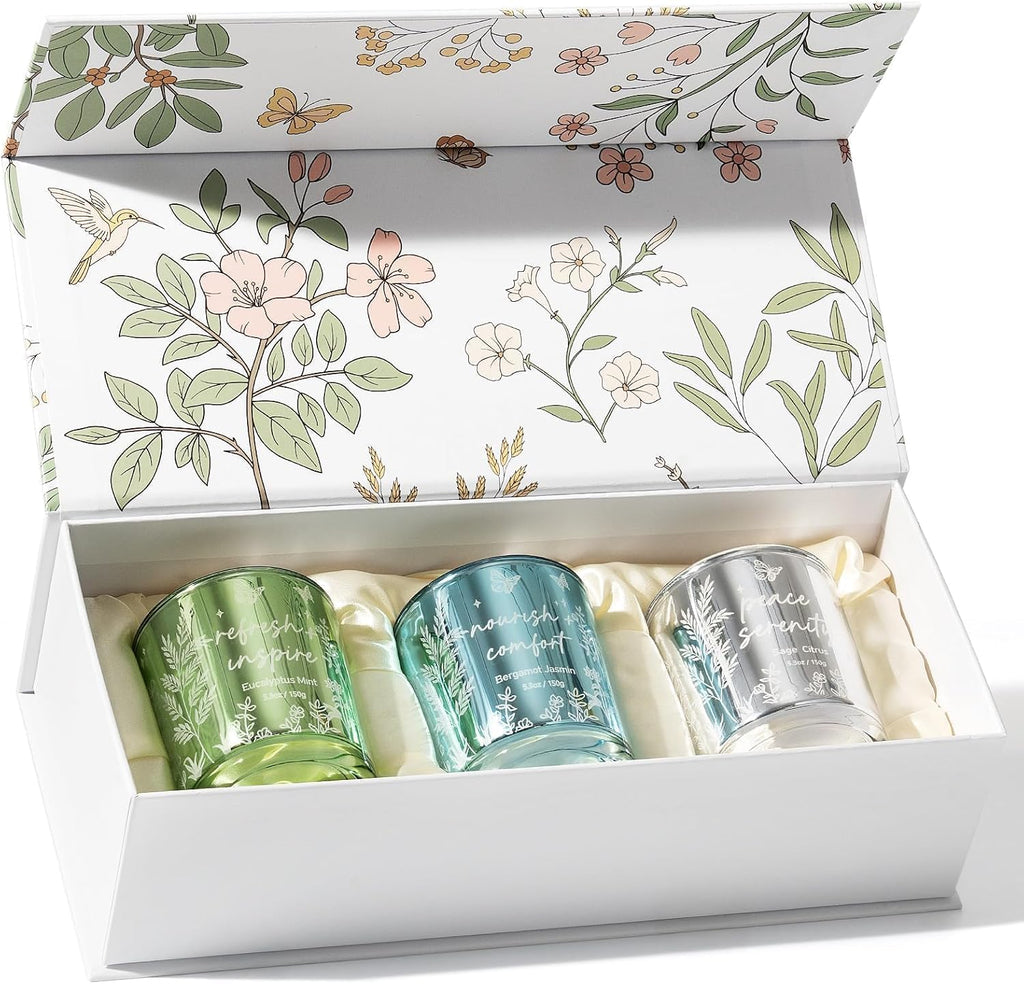 Scented Candles for Women, 3 Pack Soy Wax Candle Gift Sets for Home Scented