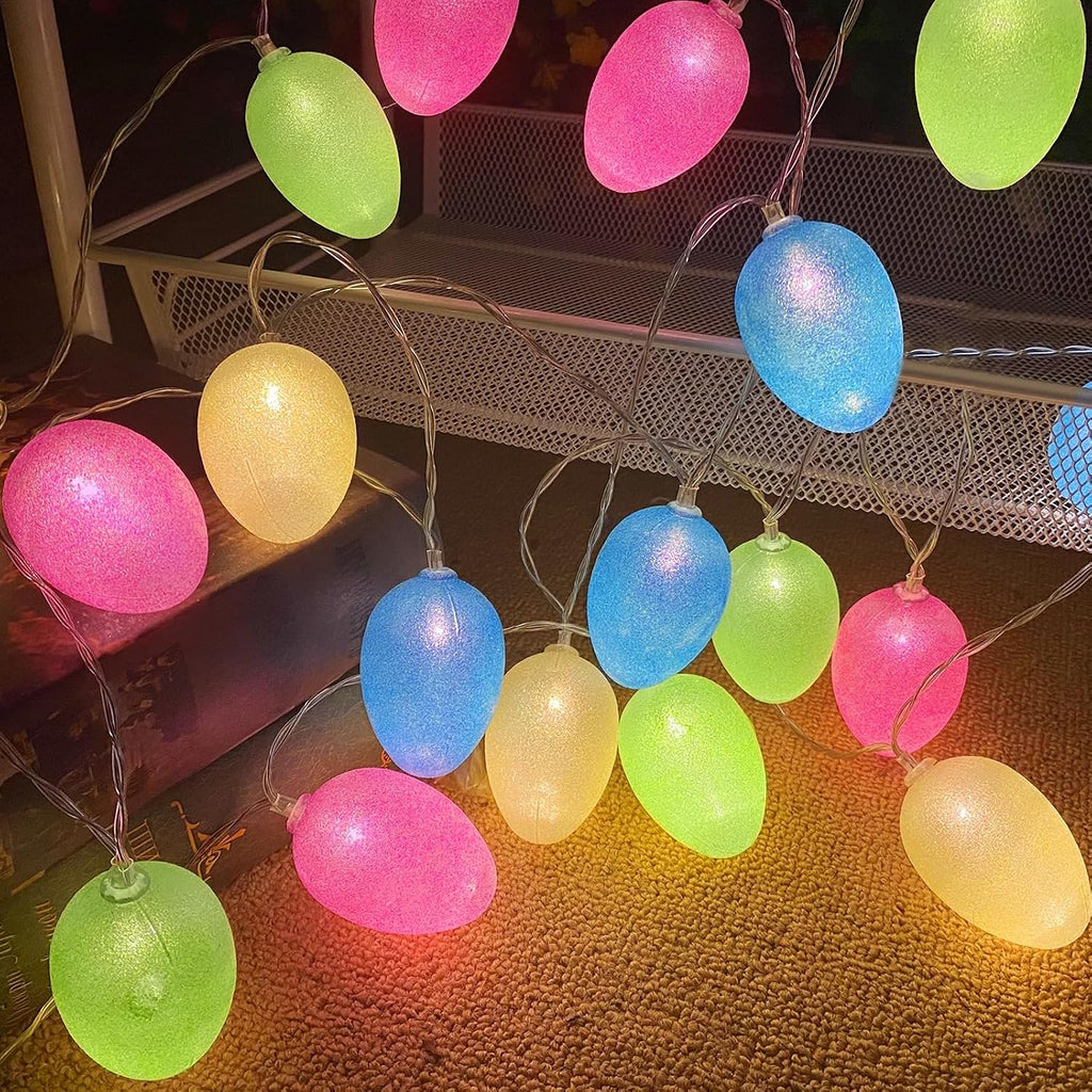 Easter Decorations Easter Lights String, 10FT 20LED Egg Light with Timer, Colorful Eggs String Lights Battery Operated Fairy Lights Garland Easter Decor for Home Bedrooms Window Tree Indoor Outdoor