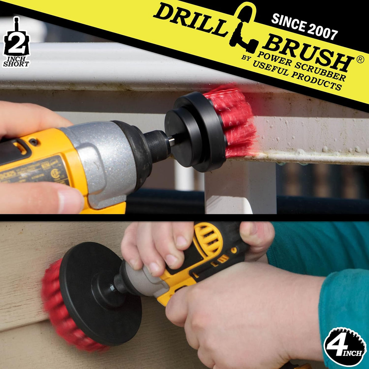 Drill Brush Outdoor Cleaning Attachment - Porch and Patio Scrubbing Tools