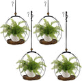 hismocal 4-Pack Hanging Plant Shelves, Wood Plant Display for 5.5" Pots