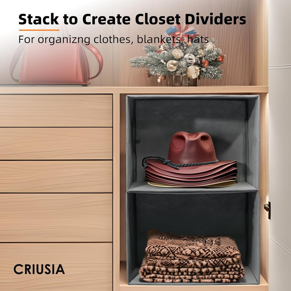 7 Pack Closet Organizers Bins, 2 Sizes Closet Shelf Organizer with Handles - Fabric Home Organization and Storage Baskets for Organizing Clothes Toys Blanket Towel Purse