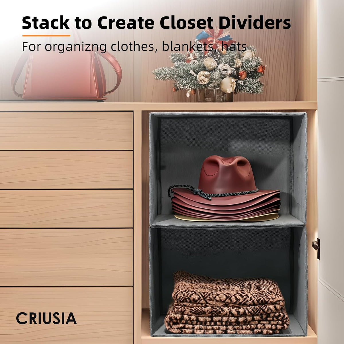 7 Pack Closet Organizers Bins, 2 Sizes Closet Shelf Organizer with Handles - Fabric Home Organization and Storage Baskets for Organizing Clothes Toys Blanket Towel Purse
