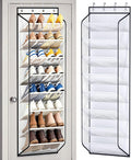 MISSLO Large Pockets Over the Door Shoe Organizer for Closet Hanging Shoe Rack for Door Shoes Storage Fits 24 Pairs Sneakers and Boots, 8 Tiers (White)