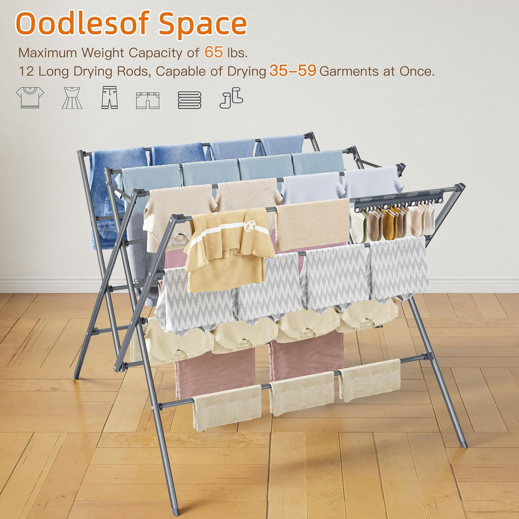 Drying Rack Clothing,35.4in Long Drying Poles Large Clothes Drying Rack