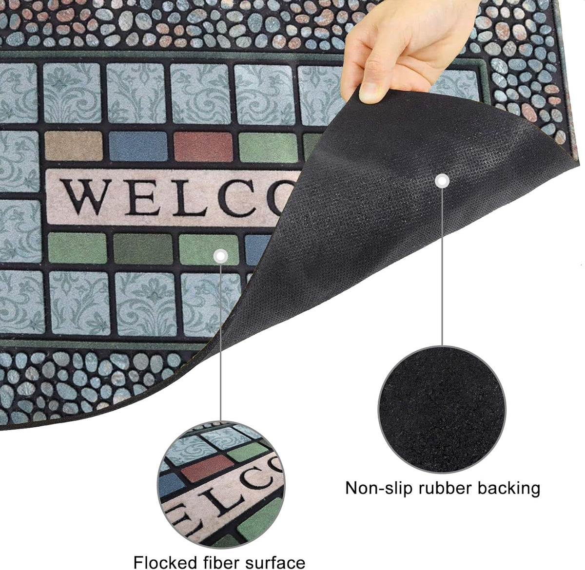 CHICHIC Rectangle Entrance Door Mat Large 24 x 36 Inch Entry Way High Traffic Area Doormat Front Door Rugs Outdoors Heavy Duty Welcome Mat, Non Slip Rubber Back Low Profile for Garage