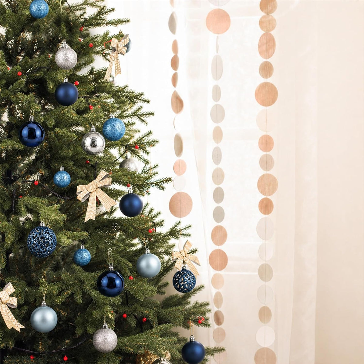 Christmas Balls Tree Ornaments Set, Shatterproof Xmas Decorations Set with Reusable Hand-held Gift Package for Holiday Indoor Tree Decor (100, Dark Blue, Sky Blue & Silver)