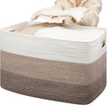 OIAHOMY 118L Extra Large Blanket Basket Cotton Rope Storage Basket Brown