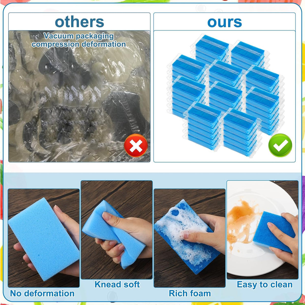 50 Pcs Individually Wrapped Sponges for Airbnb Apartment Blue