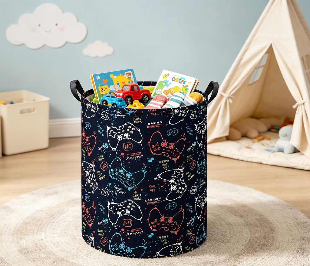 Kids Laundry Basket Baby Hamper for Nursery Storage Bin Organizer (Game)