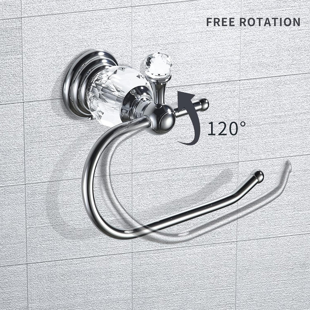 WOLIBEER Crystal Towel Hook, Chrome Towel Ring Toilet Paper Holder Hand Towel Holder Tissue Roll Paper Holder Towel Hanger Silver Bathroom Accessories 2 Pieces Wall Mounted