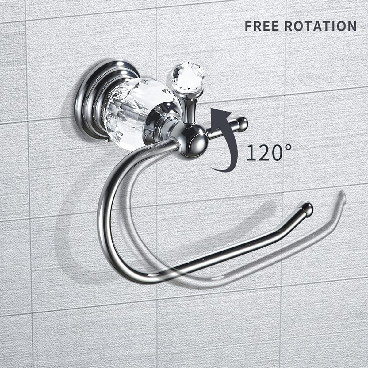WOLIBEER Crystal Towel Hook, Chrome Towel Ring Toilet Paper Holder Hand Towel Holder Tissue Roll Paper Holder Towel Hanger Silver Bathroom Accessories 2 Pieces Wall Mounted
