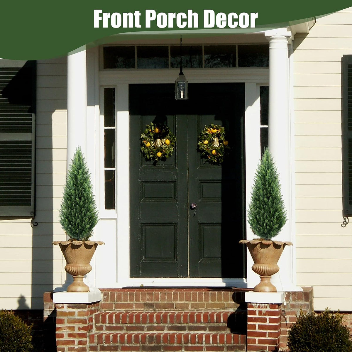 3.3ft Artificial Cedar Topiary UV Resistant Trees Set of 2 with Spike