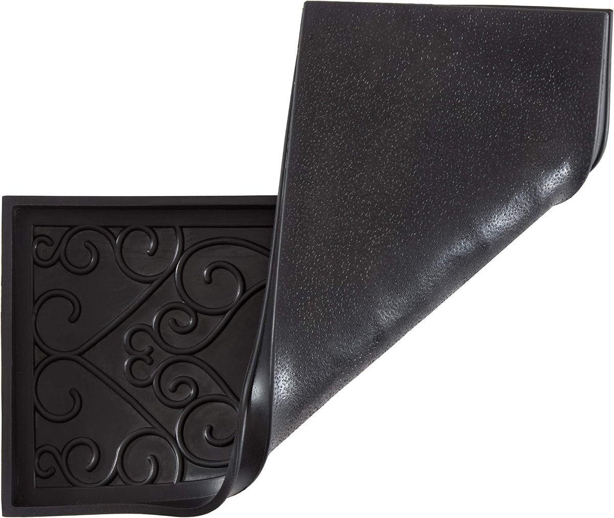 Anji Mountain Rubber Boot Tray with Coir, Fits 3 pair (34.5” wide), Blue & Ivory Insert