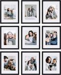 Sheffield Home 9 Piece Gallery Wall Frame Set, 11x14 in. matted to 8x10 in. (Matte Black)
