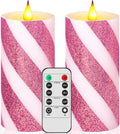 Retisee 2 Pcs Flameless Pillar Candles Remote Timer,3" X 6",Pink