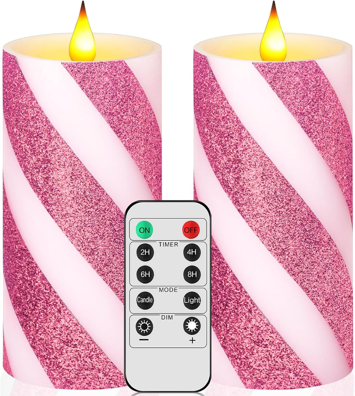 Retisee 2 Pcs Flameless Pillar Candles Remote Timer,3" X 6",Pink