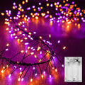 Brightown Halloween Fairy Lights Battery Operated, 10 FT 120LED Firecracker String Lights, Silver Wire Firefly Lights for Bedroom Home Haunted House Indoor Outdoor Holiday Decorations, Orange & Purple