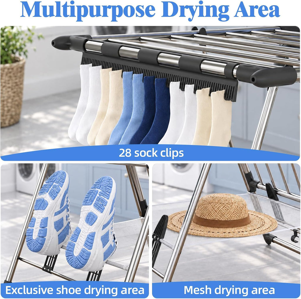 APEXCHASER Clothes Drying Rack with High Hanger