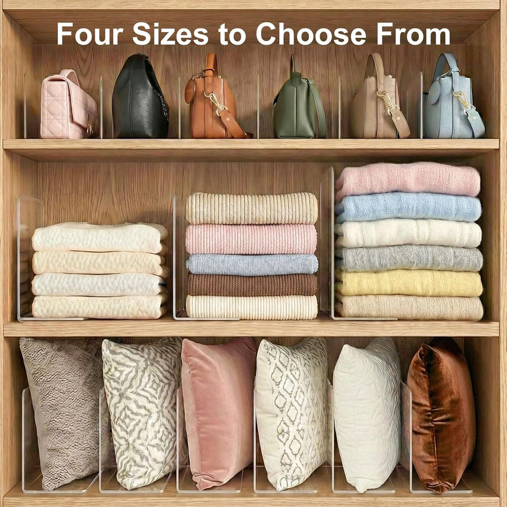 SortNStore Shelf Dividers for Closet Organization: 10" Tall x 12" Deep