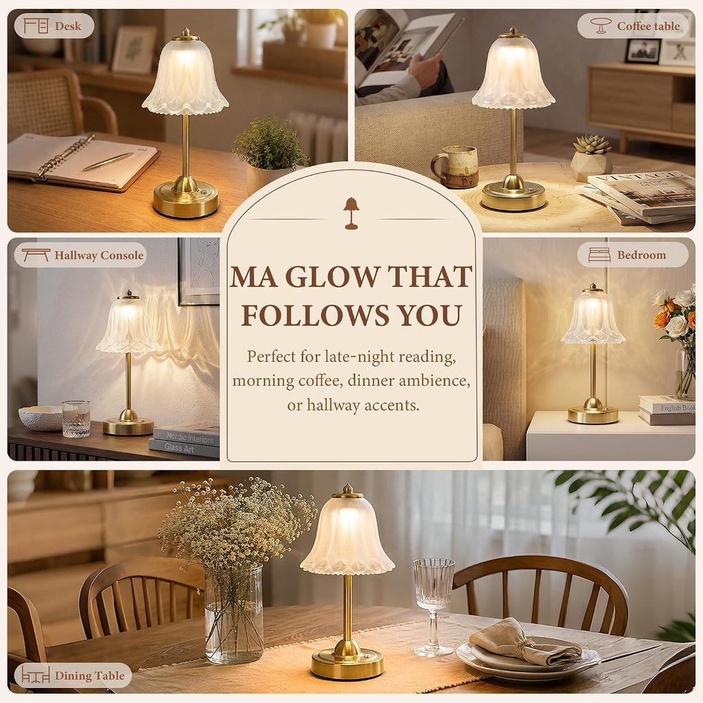 Cordless Table Lamp, Rechargeable Battery Operated Touch Lamp,Frosted White
