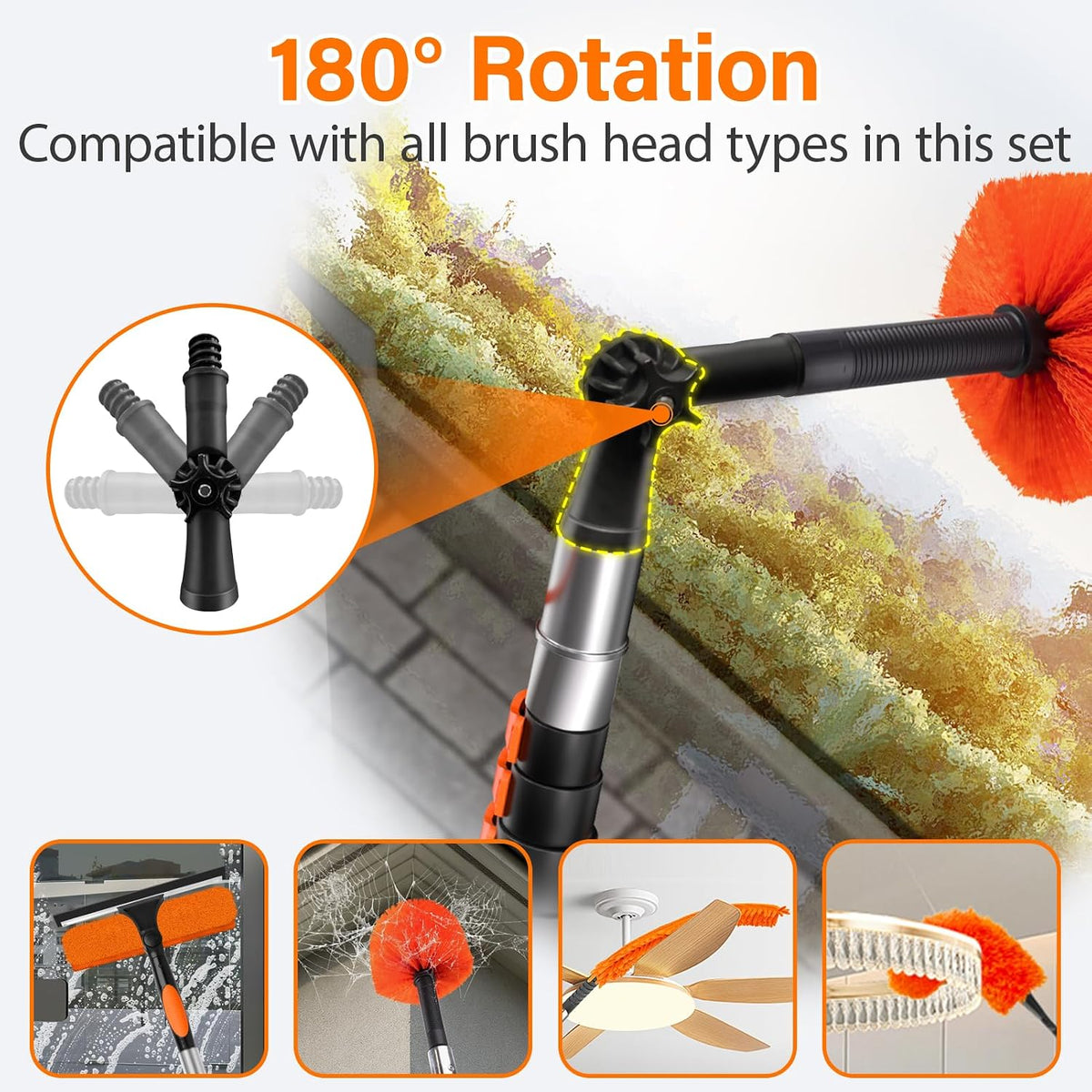 18FT High Reach Duster Cleaning Kit with 3-12 FT Extension Pole