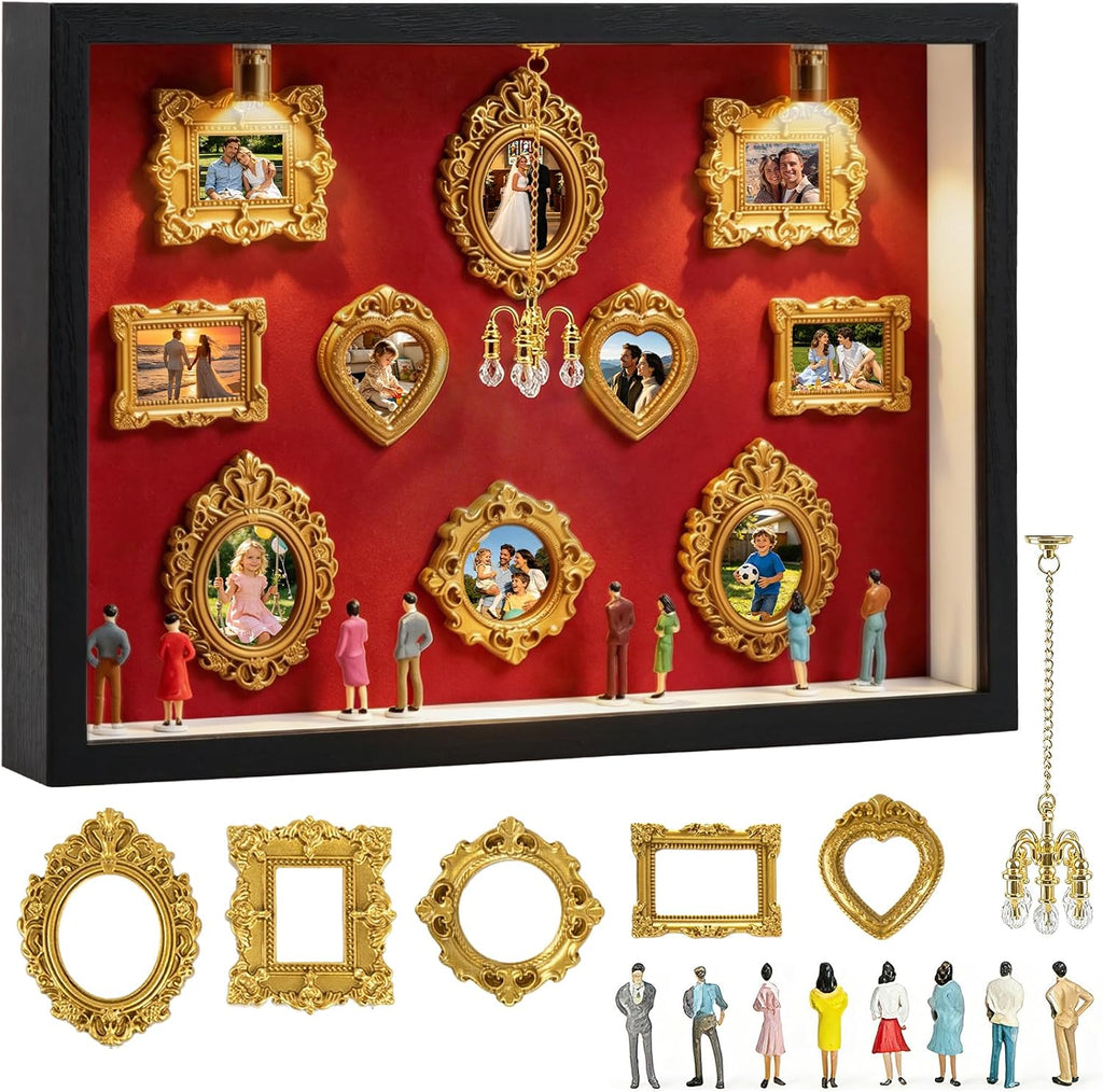DIY Mini Museum Silhouette Box, Shadow Box Frame Kit, Red