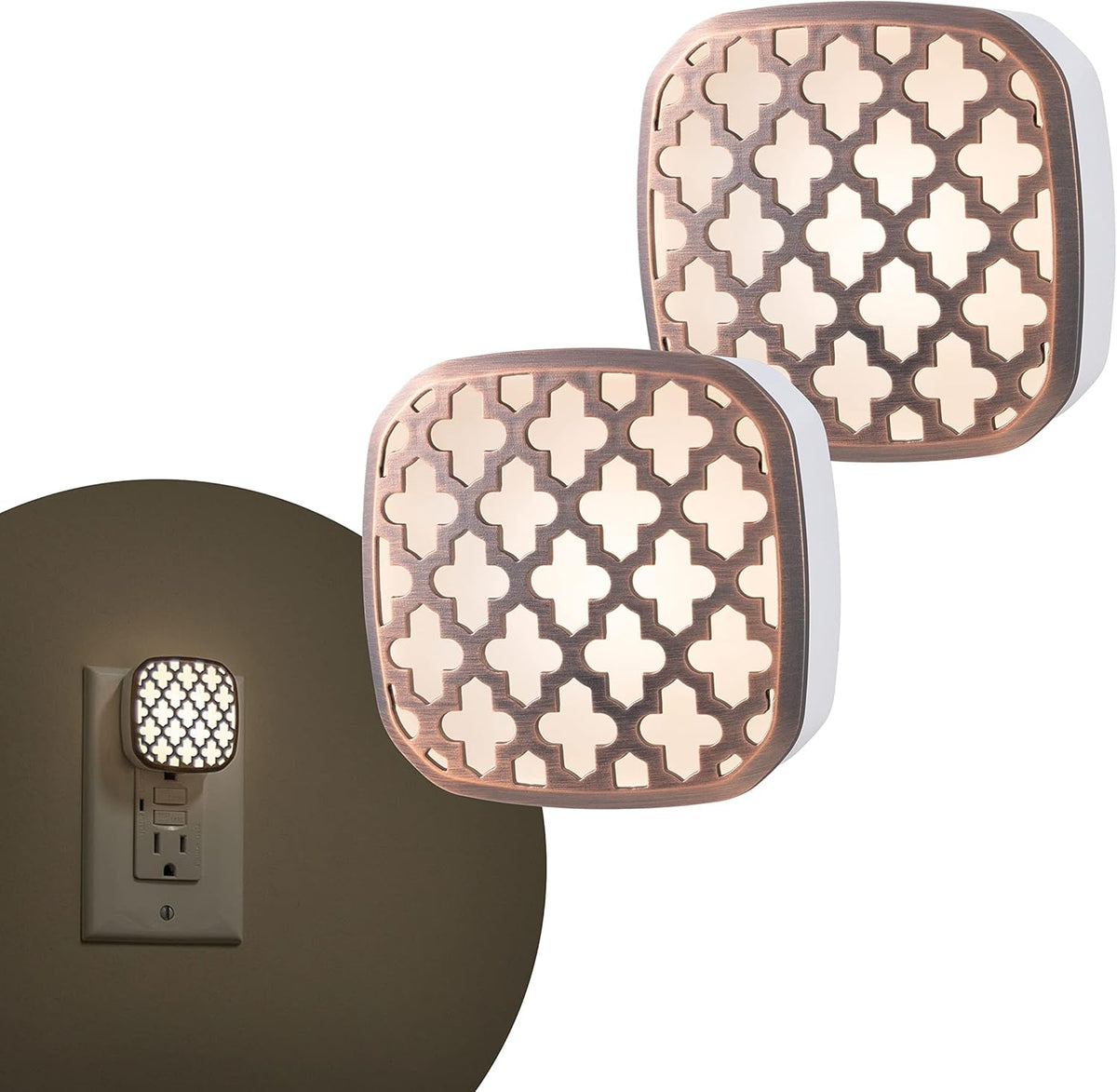 Lights By Night Plug in Night Light with Dusk to Dawn Sensor, 2 Pack