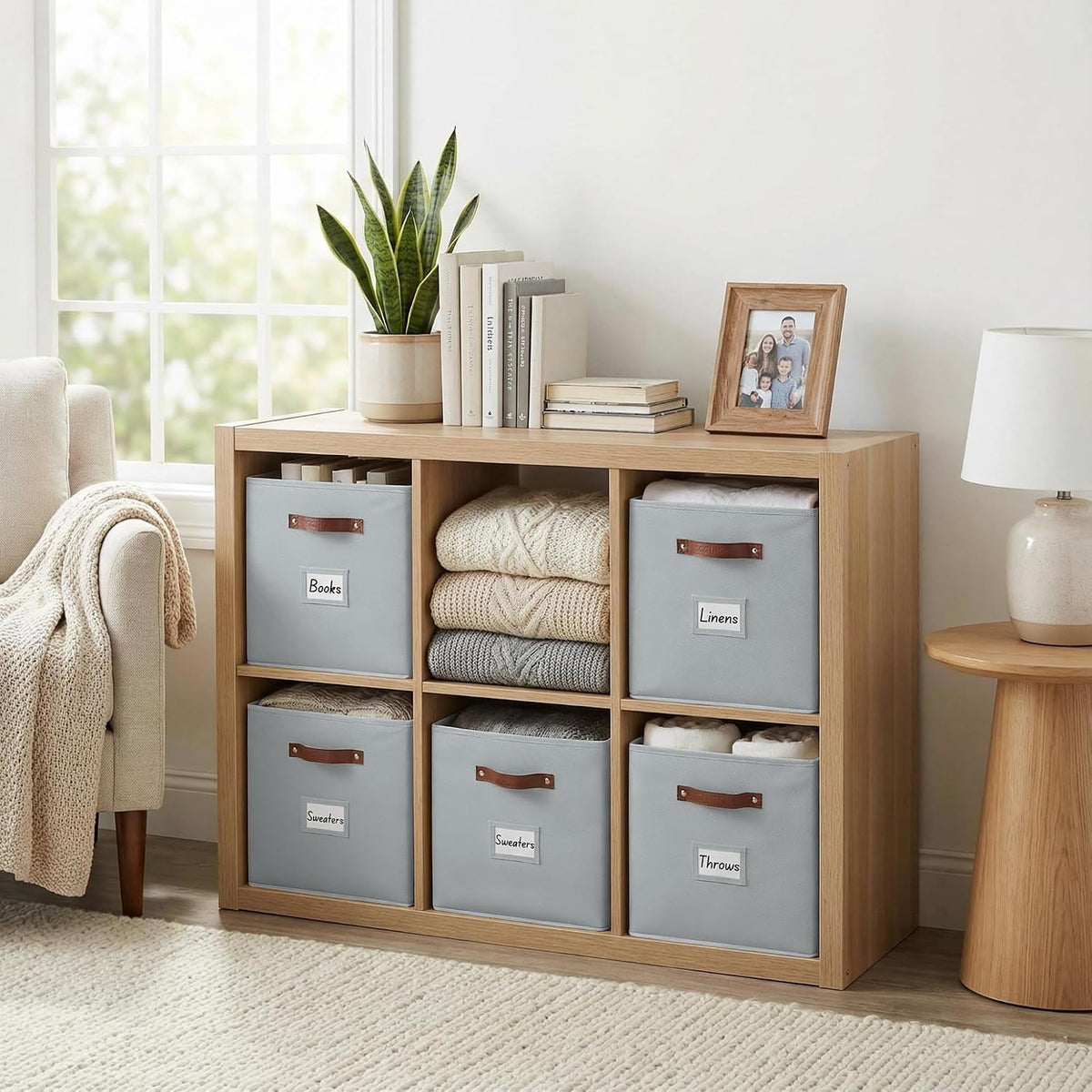 DECOMOMO Storage Bins, Cube Storage Bin with Labels