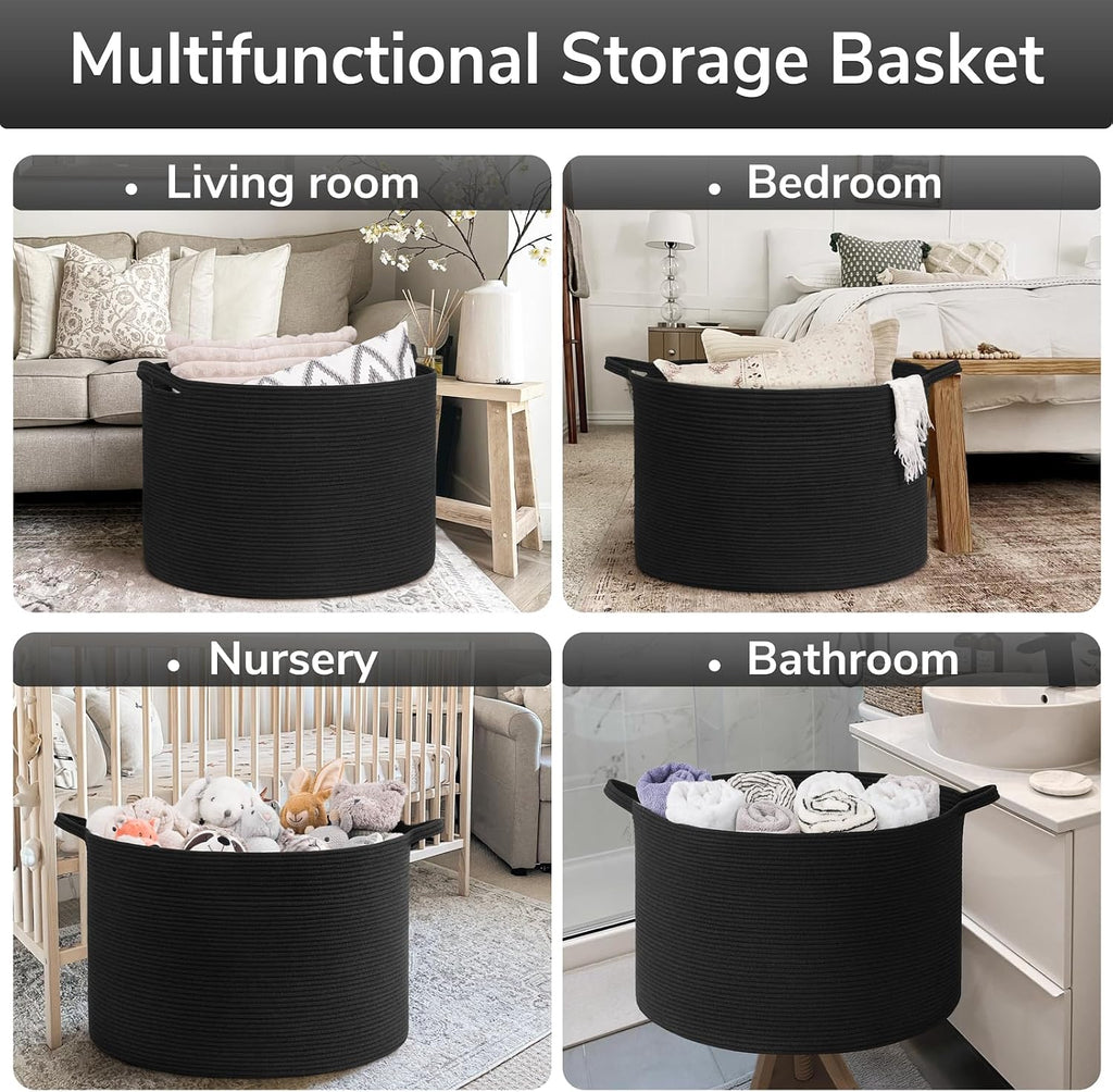 Goodpick Extra Large Woven Dirty Clothes Basket for Nursery, 115L