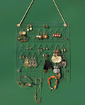 Earring Holder for Wall Hanging Jewelry Organizer Display Acrylic Hanger Rack with 96 Holes, 6 Hooks for Necklaces, Bracelets (Accessories are not included)