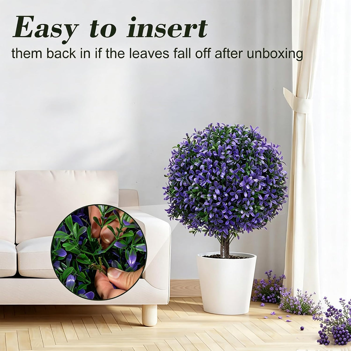 Chillchard 2Pack UV Resistant Purple Artificial Boxwood Topiary Fake Plant